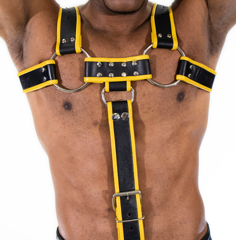 Chest Harness with Penis Strap Yellow L