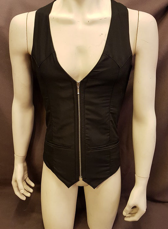 Korsettväst i svart tyg