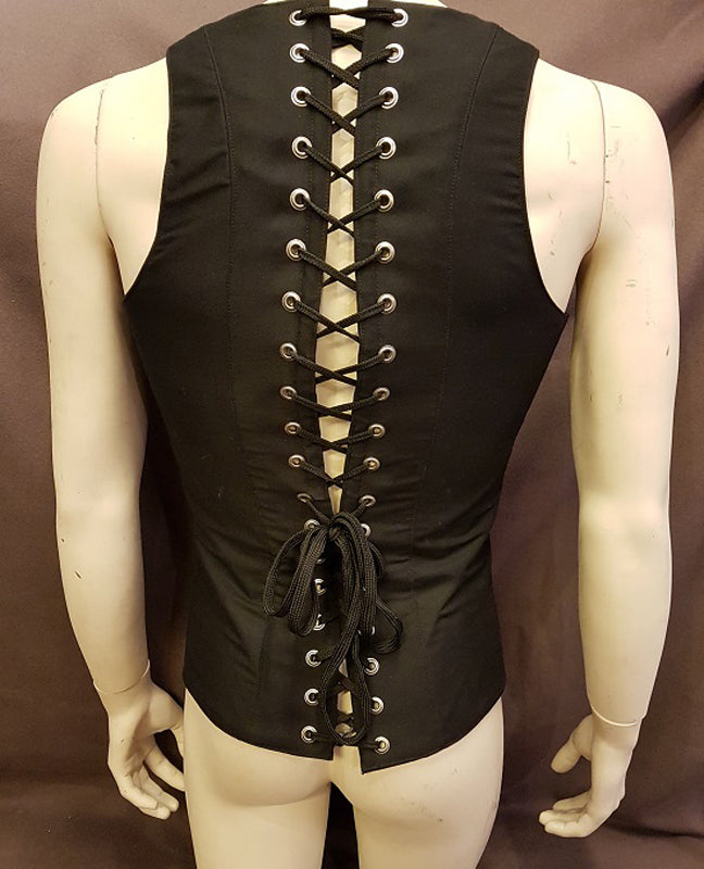 Korsettväst i svart tyg