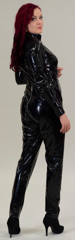 Glansig PVC Catsuit Dragkedja Skrev XXXL