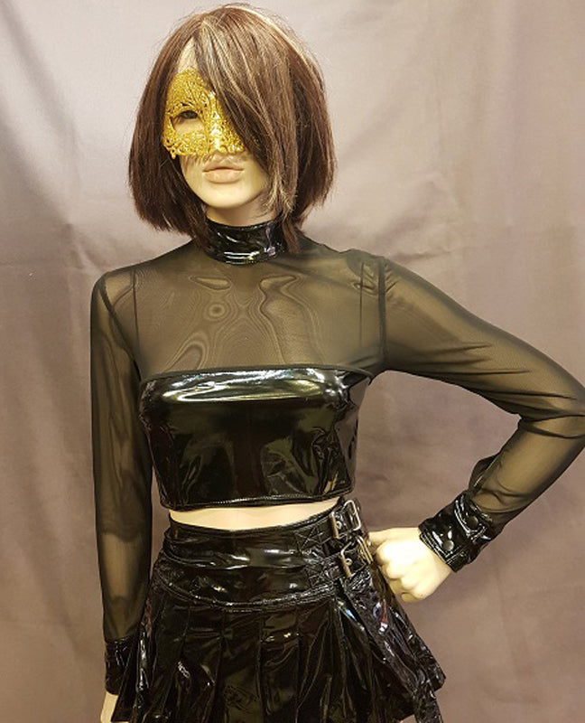 Glansig PVC, Långärmad Topp m. Mesh, XXXL