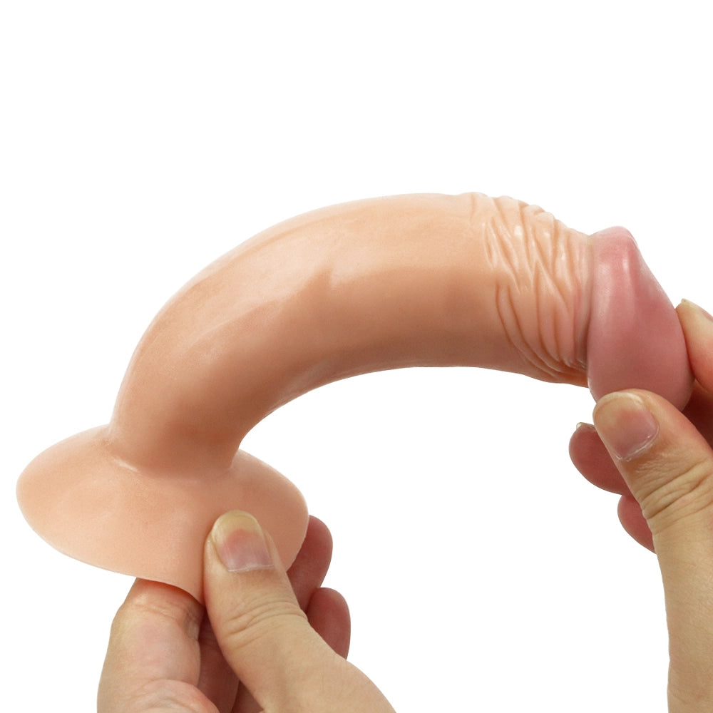 Dildo 17 cm med sugkopp men händer som böer den för vissa hur böjlig den är.