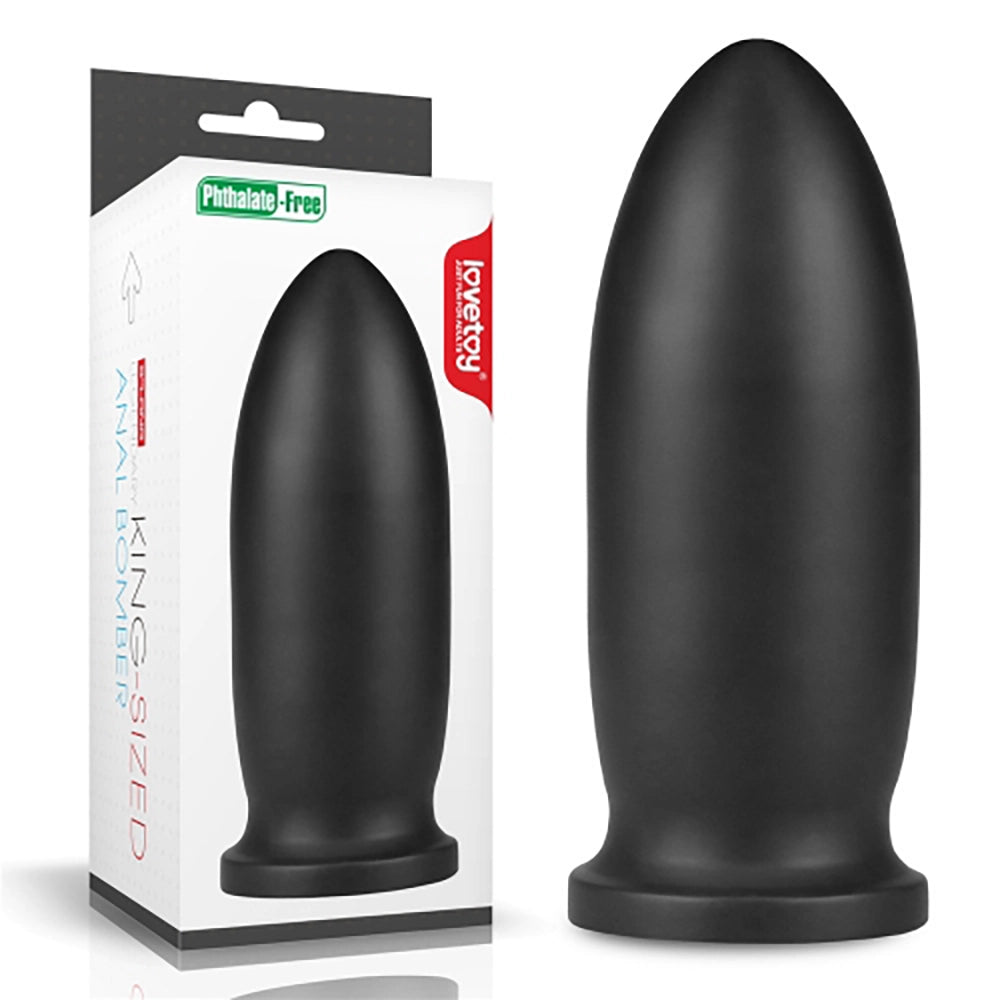 9 King Sized Anal Bomber diskret förpackning – svart kartong från LoveToy, 21,5 x 9,5 x 9,5 cm, neutral utsida med produktbild, levererad från Chambers of Love