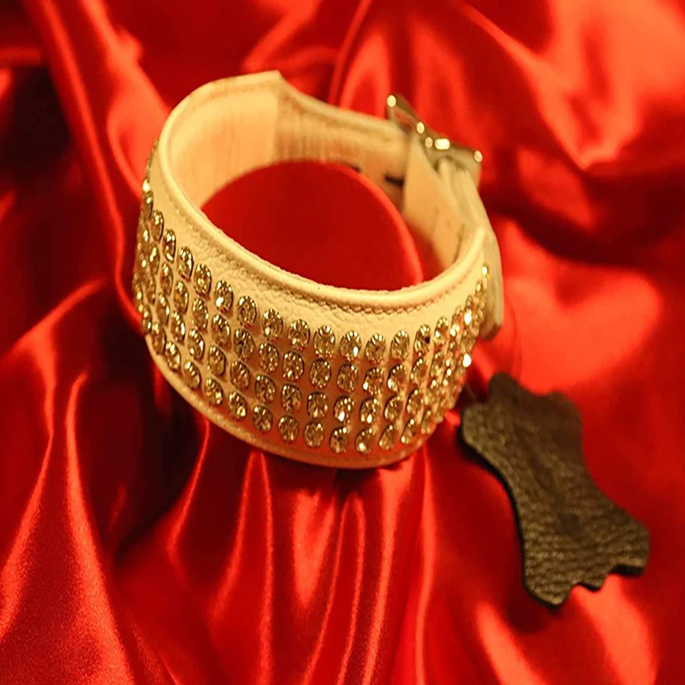 BDSM Collar 4 rads kristaller utan D ring