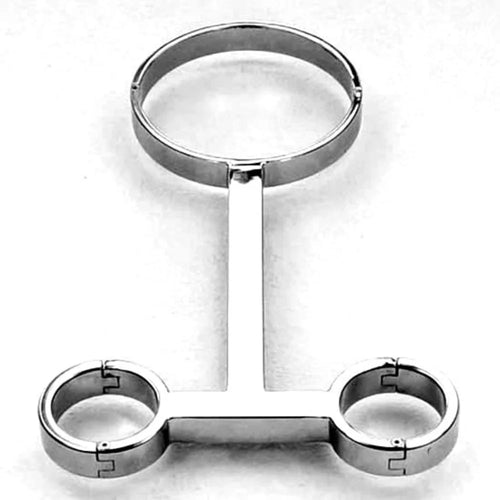 BDSM Hals- och handboja Model-T från Chambers of Love - hals- och handboja i rostfritt stål med fixerad position
