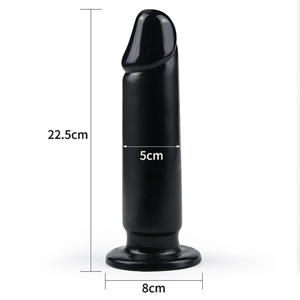 King Sized Anal Dildo svart måttbild LoveToy LV2243 22,5 cm total längd 5 cm diameter 8 cm bas från Chambers of Love