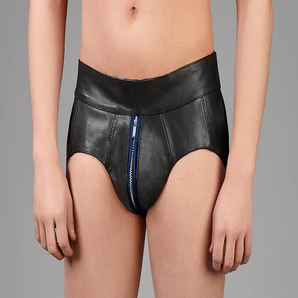 Läderjocks med dragkedja