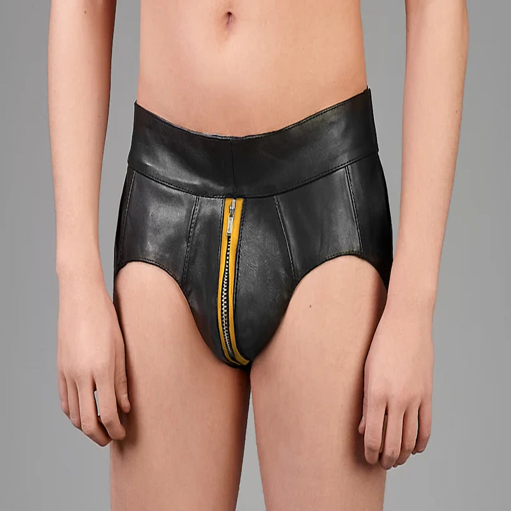 Läderjocks med dragkedja