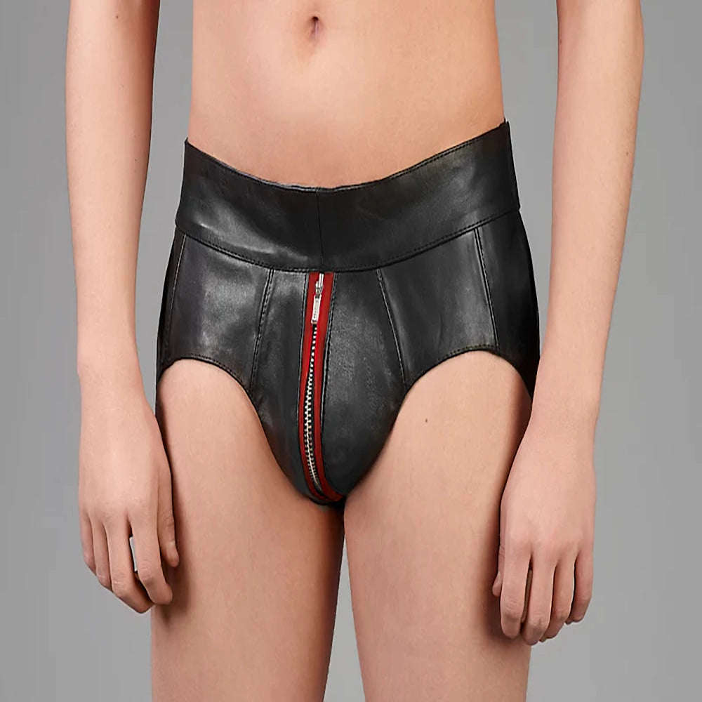 Läderjocks med dragkedja