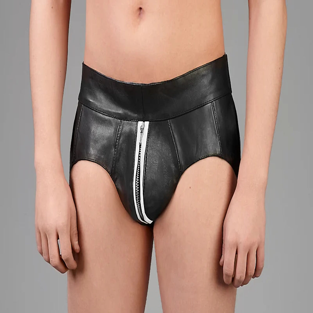 Läderjocks med dragkedja