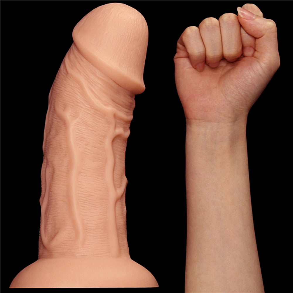 Realistisk böjd dildo 21,5 cm storleksjämförelse med en underarm – hud färg, ftalatfri från Chambers of Love sortiment
