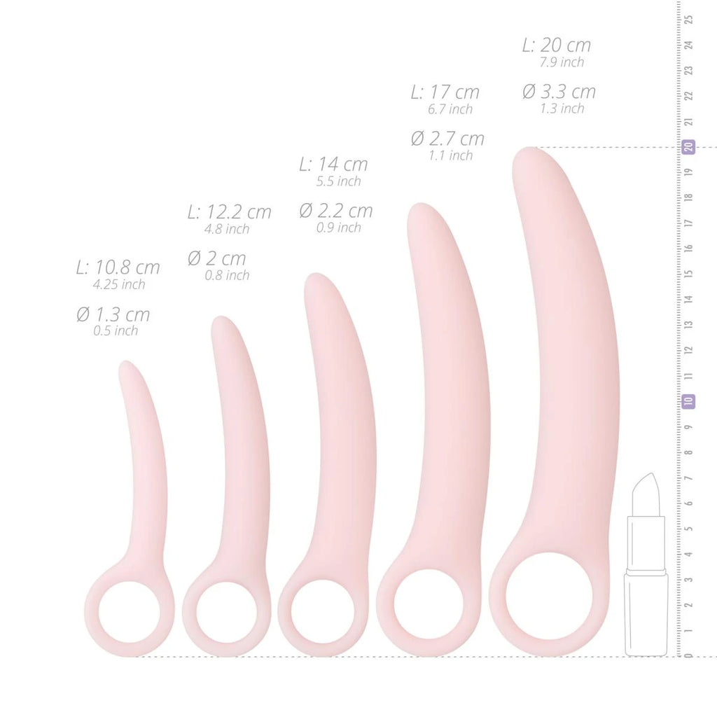 Vaginala dilatorer – Teazers Vaginala Dilatorer – storleksangivning med längd och diameter hos Chambers of Love