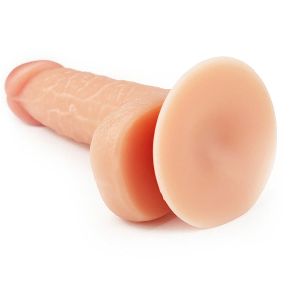 Ultra mjuk dildo DUDE 17,5 cm sidovy med sugkopp – realistisk form, hud färg från Chambers of Love sortiment