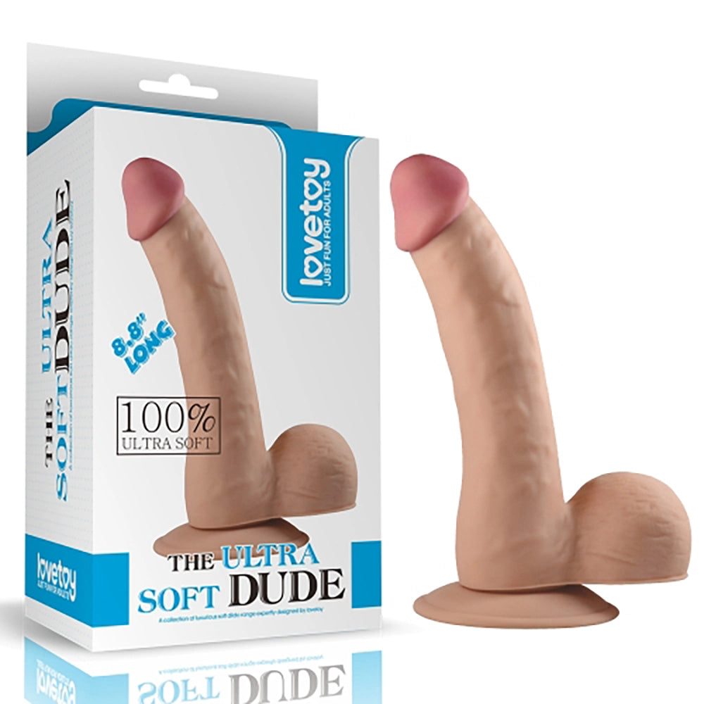 Realistisk dildo Ultra Soft Dude – Cyber Skin TPE sugkopp – 22 cm 8,8" hudfärgad från Chambers of Loves sortiment