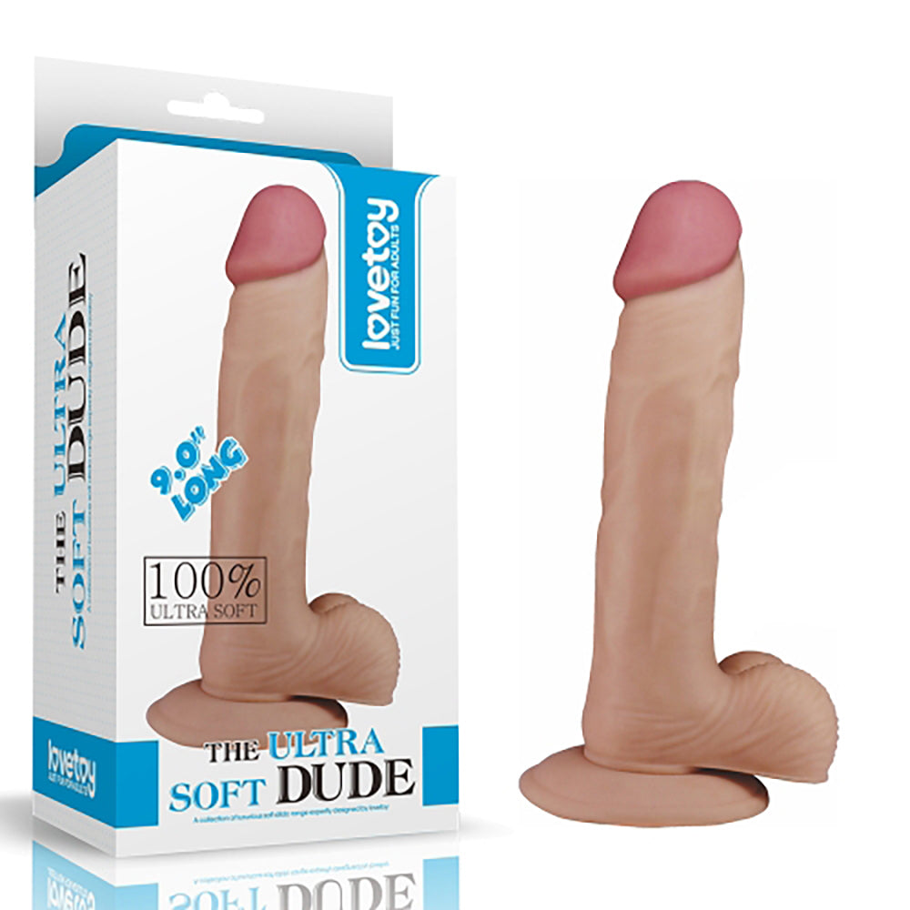 Realistisk dildo Ultra Soft Dude – hudfärgad TPR sugkopp – 23 cm 9" från Chambers of Loves sortiment! 