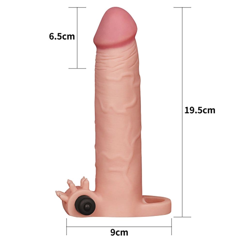 vibrerande penishylsa Pleasure X-Tender LV1065 – mått 19,5 cm total längd, 9 cm bas från Chambers of Love