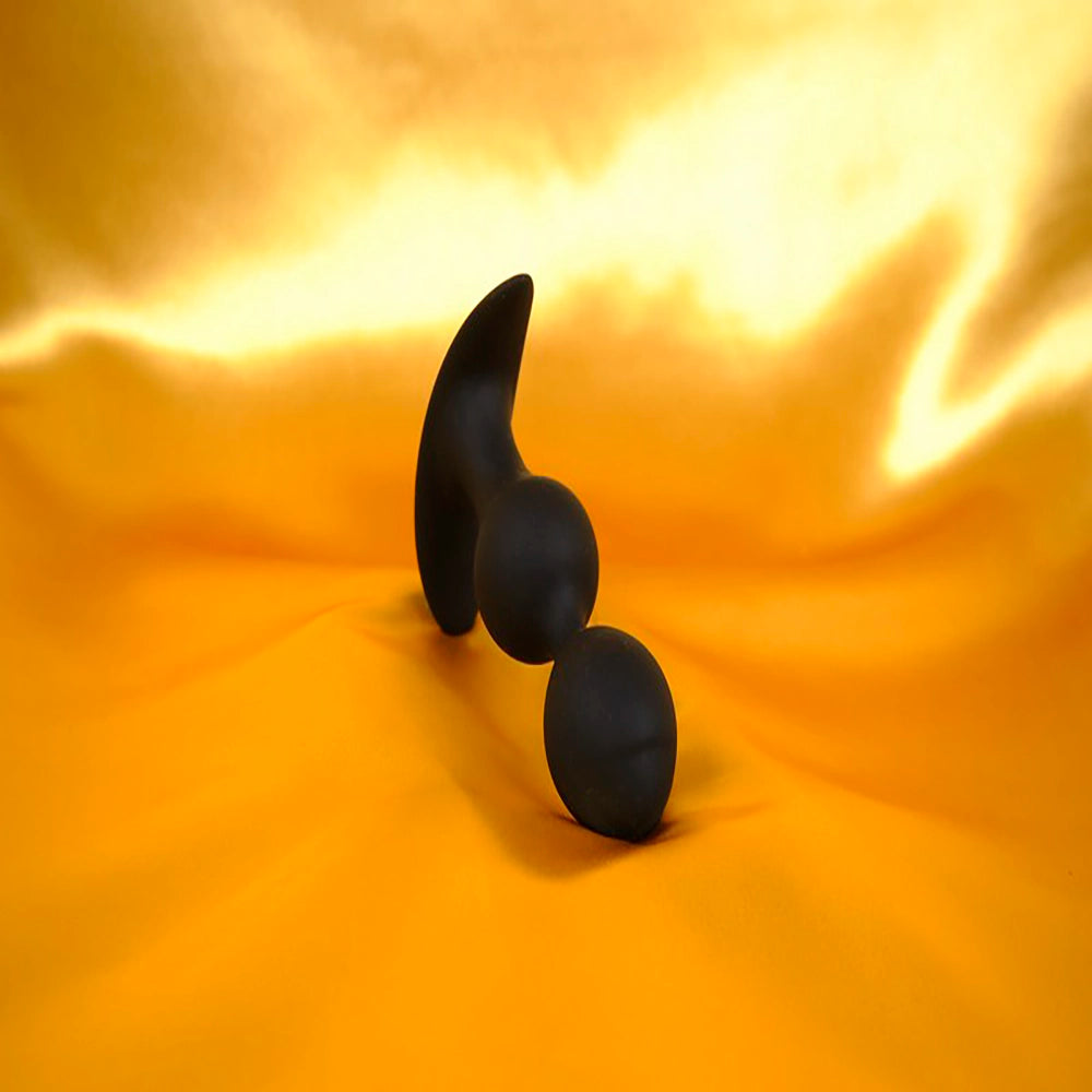  Analplug med kulor L – Chambers of Love – svart silikon med rörliga stålkulor, 4,2 cm diameter