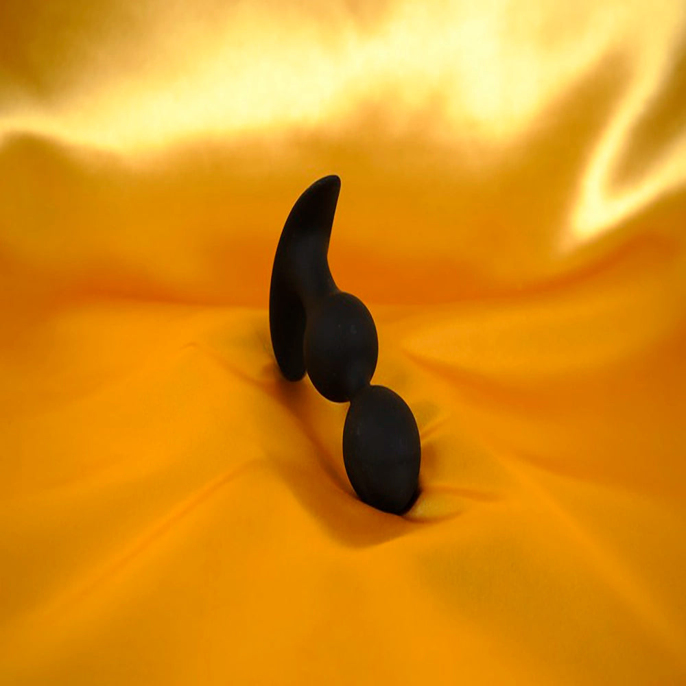 Analplug med kulor M – Chambers of Love – svart silikon med rörliga stålkulor, 3,5 cm diameter