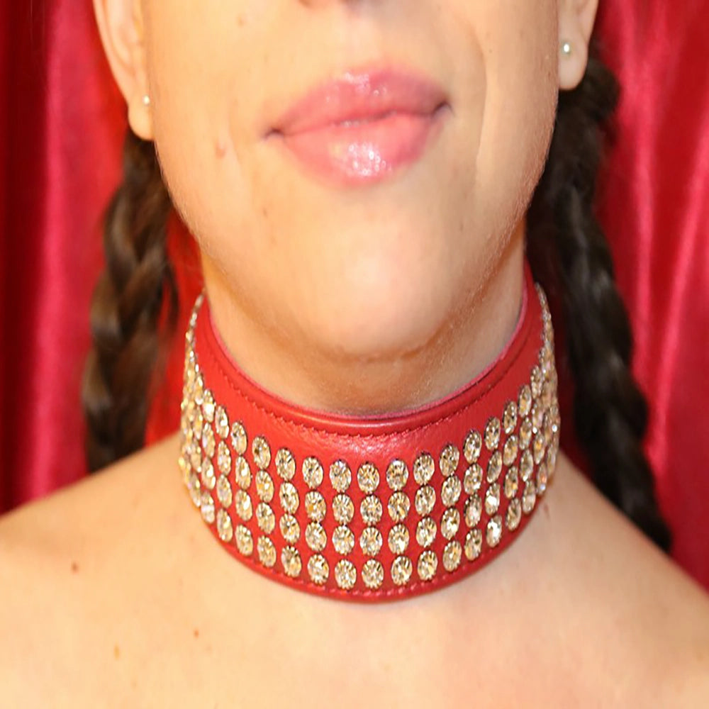 BDSM Collar 4 rads kristaller utan D ring