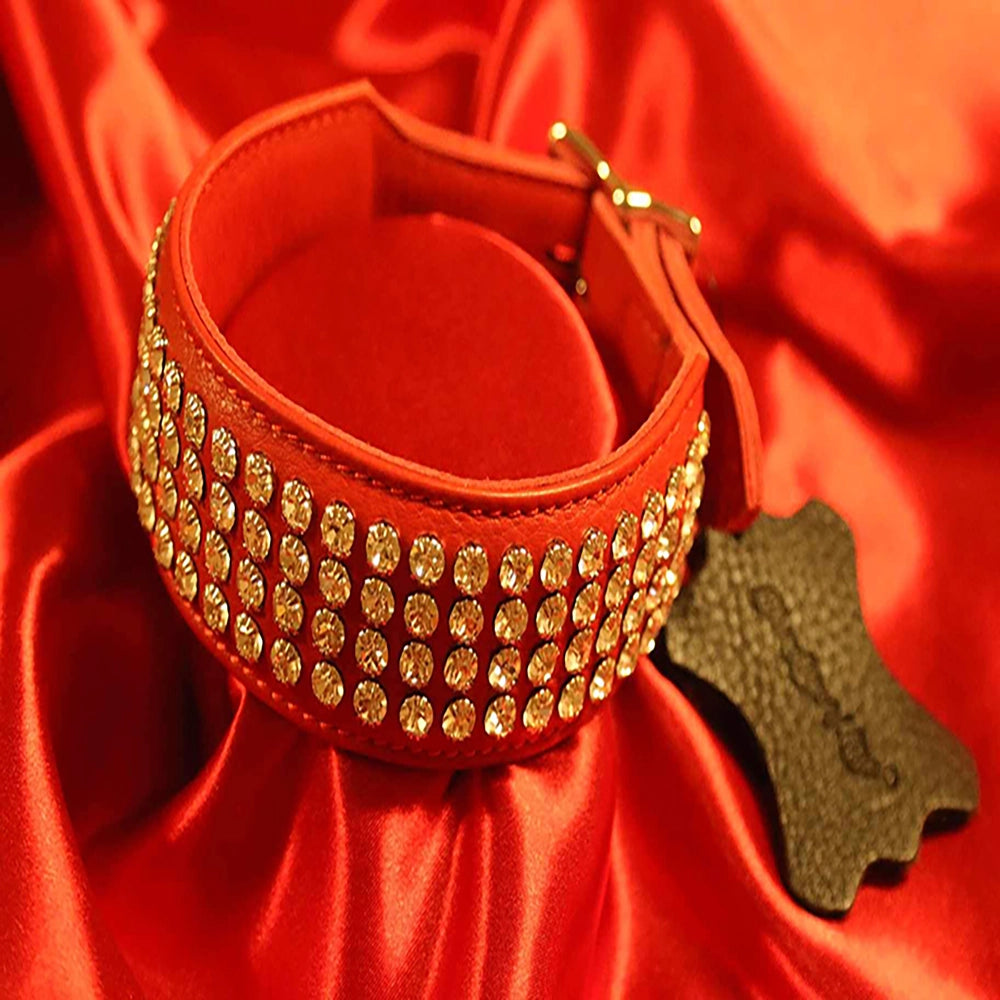 BDSM Collar 4 rads kristaller utan D ring