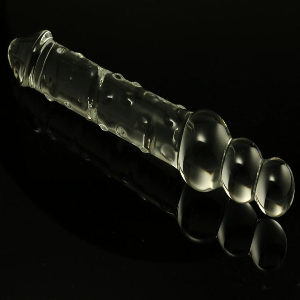 Glas dildo med 3 kulor