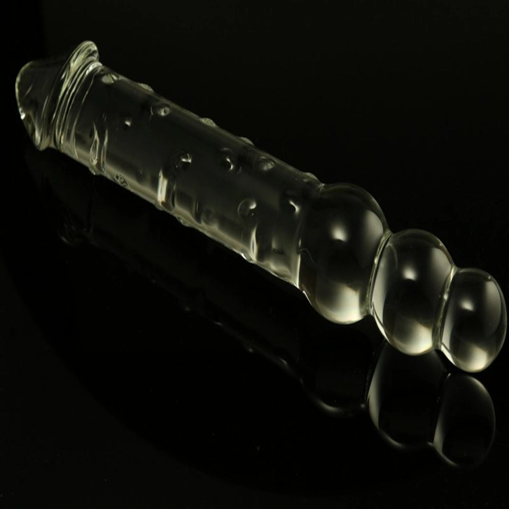 Glas dildo med 3 kulor