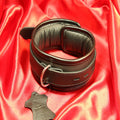 Låsbar BDSM-halsband i läder med 1 D-ring