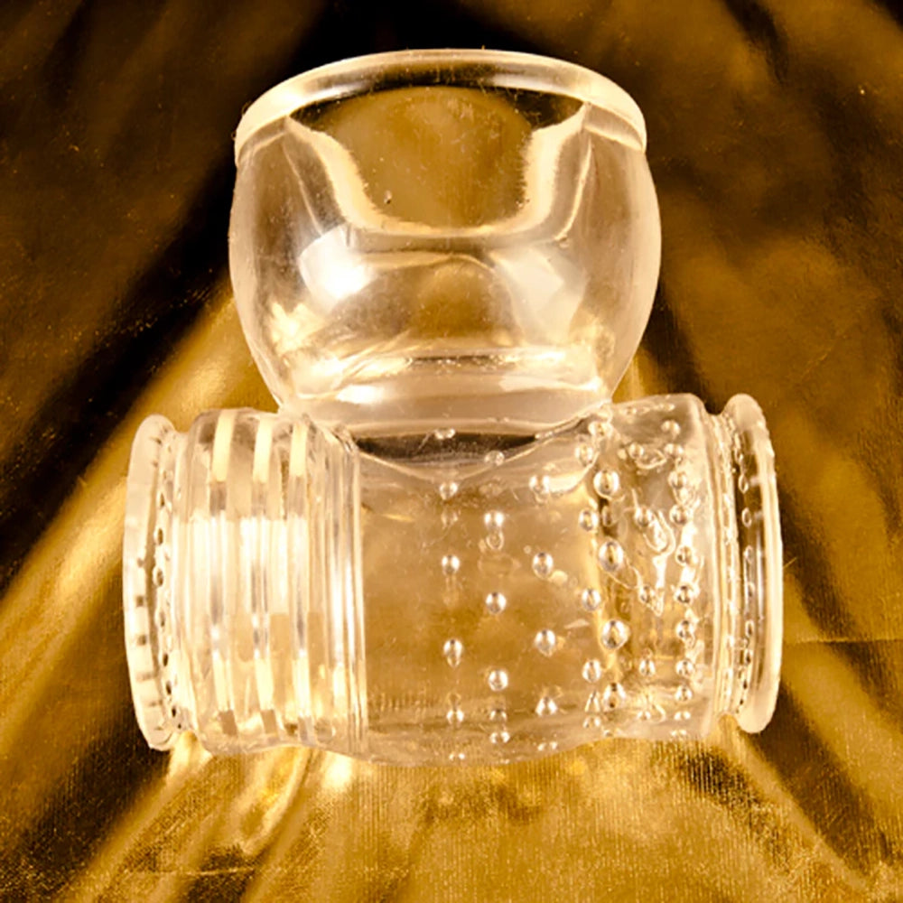 Magic Wand Massager penis hylsa från Chambers of Love i transparent material med stimulerande struktur