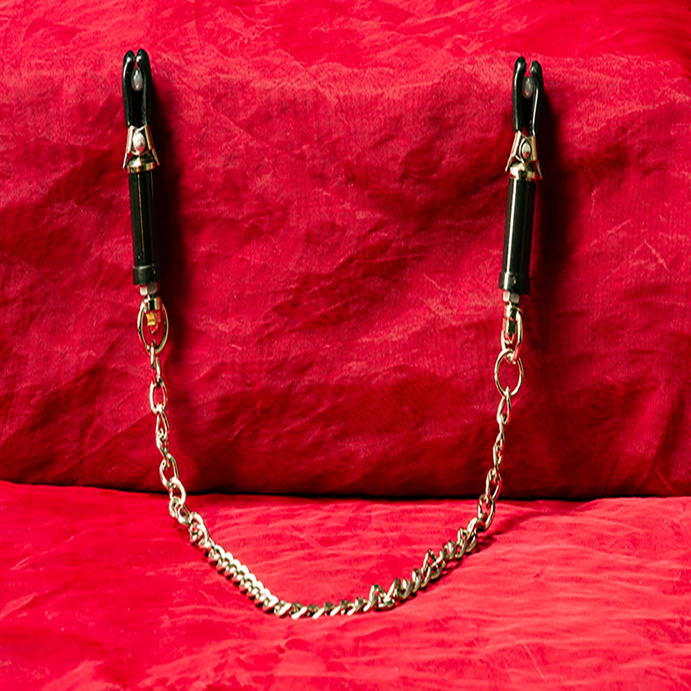 Stora justerbara bröstvårtsklämmor med kedja